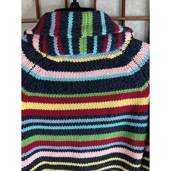 Liz Claiborne button-up cardigan with multi-color horizontal stripes - Picture 6 of 8